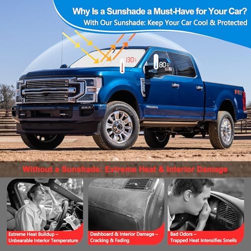 Windshield Sun Shade for GMC Sierra 1500 2500 3500 Accessories 2019 2020 2021 2022 2023 2024, Foldable Window Sunshade Sun Visor Protector, Front Windshield Sunshade Sun Shield - Image 4