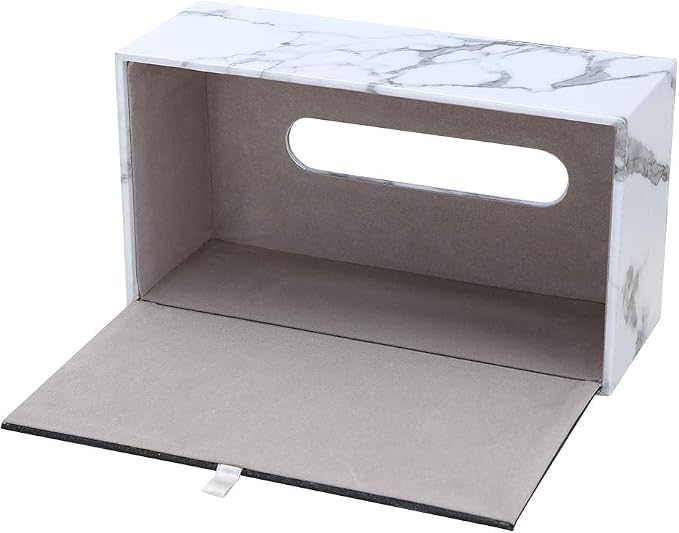 KINGFOM Rectangular PU Leather Tissue Box Cover - Facial Tissue Paper Napkin Holder for Bathroom, Home, Office, Car Automotive Decoration with Magnetic Bottom(Gray Marble) - Image 7