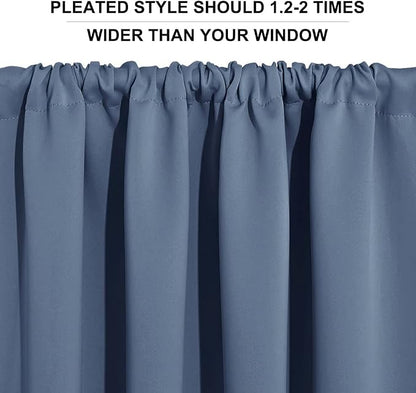 RYB HOME Short Blackout Curtains for Small Window Kitchen Bathroom Cafe RV | Sunmmer Heat Light Blocking, Privacy, Energy Saving, For Sunroom Laundry Room Stair Window, W52 x L36, Stone Blue, 2 Panels - Image 6