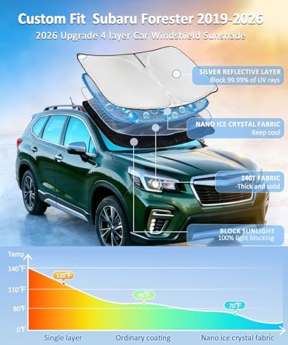 for Subaru Forester 2019-2025 2026 Sun Shade Sunshade Windshield Cover - Image 2