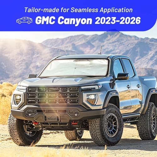 Windshield Sun Shade Umbrella for GMC Canyon 2023-2026, Foldable Front Window Sunshade with 360° Rotating Shaft, Custom Fit Car Shades for Canyon Accessories with UV & Heat Protection - Image 3