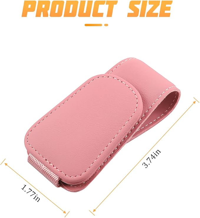 AICEL Sunglasses Holders for Car Sun Visor, Leather Magnetic Clip, Pink | Leather Eyeglasses Hanger Mounter, Magnetic Glasses Holder and Ticket Card Clip, Car Accessories, Universal Fit - Image 2