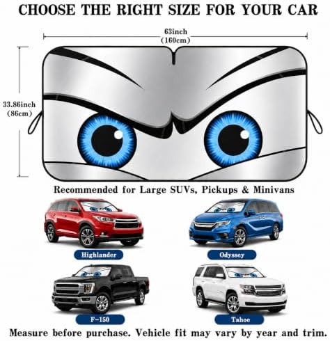 Car Windshield Sun Shade, Universal Fit Full-Size SUV Pickup, Sporty Silver - Image 5