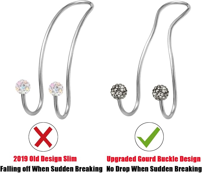 Bling Purse Hook for Car Headrest, Cute Car Seat Hooks (2Pack) | Upgraded,Durable Stainless,Car Purse Hanger,Purse holder,Rhinestones,Bag Hooks,Car Hooks for Purses and Bags Cute,Grey - Image 5