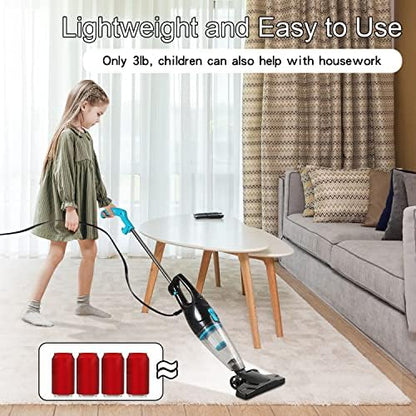 Intercleaner Corded Vacuum Cleaner, 15KPa Powerful Suction with 400W Motor, 12 in 1 Lightweight Bagless Stick Vac with Handheld, Ultra Quiet, for Hardwood Floor Carpet Car Pet Hair - Image 3