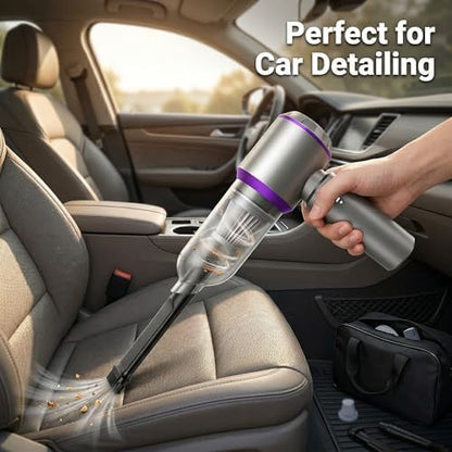 NWDEY Car Vacuum Cleaner High Power 20000Pa – Cordless Handheld Mini Vacuum & Air Duster for Car Detailing, 3-Speed Brushless Motor, 6000mAh Battery (Upgraded Purple) - Image 5