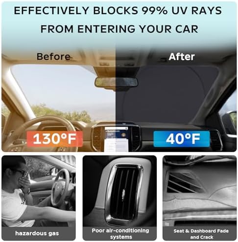 Windshield Sun Shade for Ford Mustang Mach-E 2021-2025 2026 Sunshade Cover - Image 3