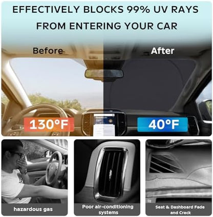Windshield Sun Shade for Ford Mustang Mach-E 2021-2025 2026 Sunshade Cover - Image 3