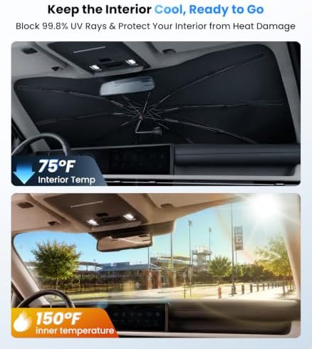 Zanch 2026 Upgraded Windshield Sun Shade Umbrella: Custom Fit for Hyundai Tucson 2005-2026 Front Window Sunshade, Block UV Rays & Keep Car Cool, 1:1 Scan for Tucson, No Gaps & No Scratches. - Image 3