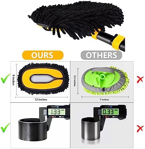 57'' Car Wash Brush with Long Handle Chenille Microfiber Car Wash Kit， Mitt Retractable Bent Pole Car Wash Brush for Cars RV Truck Boat (Ginger) - Image 4