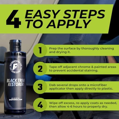 ExoForma Black Trim Restorer - Lasts 6+ Months, Dye Infused Waterproof Plastic Restorer for Cars - Perfect for Faded Bumpers, Trim & Vinyl on Jeeps, Truck Beds, Avalanches & ATVs | 4oz - Image 6