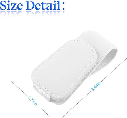 zipelo 2PCS Magnetic Leather Sun Visor Sunglasses Holders, White | one-hand access, soft contact surfaces, stores glasses and cards, lightweight compact form, car interior accessories - Image 2