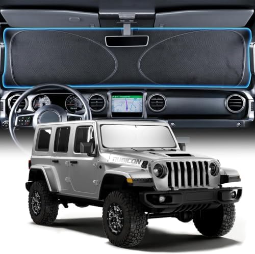 Windshield Sun Shade for Jeep Wrangler and Gladiator, XS (59“x 21”) by Unknown