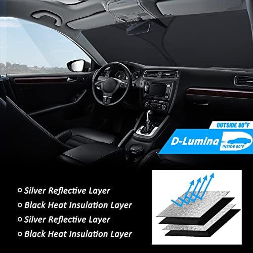D-Lumina Windshield Sun Shade for 2019 2020 2021 2022 2023 Hyun-dai Santa Fe Accessories, Front Window Sunshade Sun Visor Protector Block UV Rays Heat, Foldable 2 Layers 210T Material - Image 6