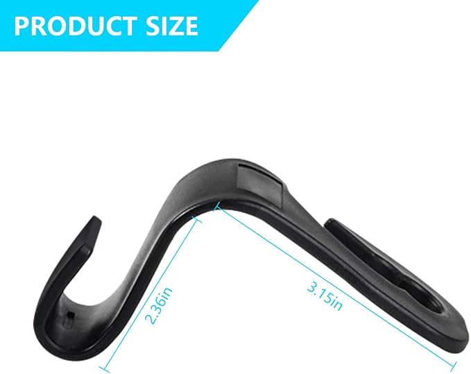 Mandark 2PCS Bow Car Headrest Hooks for Bags, Black Line | PVC construction, clip-on installation keeps items off the floor, fits most cars, SUVs, and trucks, car interior accessories - Image 2
