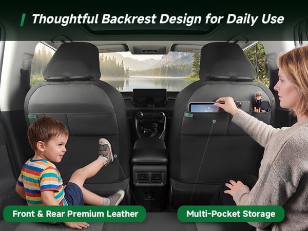 GIANT PANDA Rav4 Seat Covers Custom Fit for Toyota Rav4,Installation-Friendly,Faux Leather,2013-2018 2017 2016 2015 2014,Full Set - Image 9