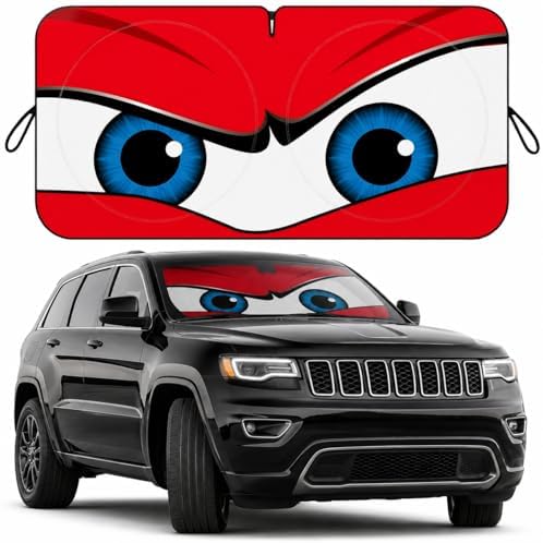 Car Windshield Sun Shade, Universal Fit Midsized Sedan SUV, Angry Red by eygeufg
