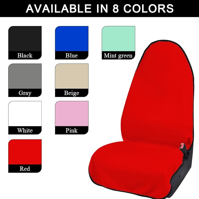 DXNQ 2PCS Car Towel Seat Cover, Waterproof Sweating Non-Slip Premium Soft Towel Carseat Protector, Universal Machine Washable Car Truck SUV Front Seat Cover for Gym Workout Beach Hiking (Red) - Image 4
