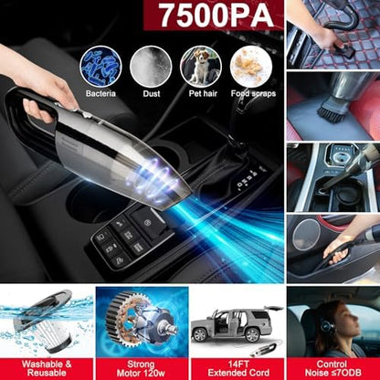 45Pcs Car Wash Cleaning Kit with High Power Handheld Vacuum Windshield Cleaning Tool with Side Mirror Squeegee Detailing Brushes Tire Brush Towels Complete Detailing Set for Car - Image 3