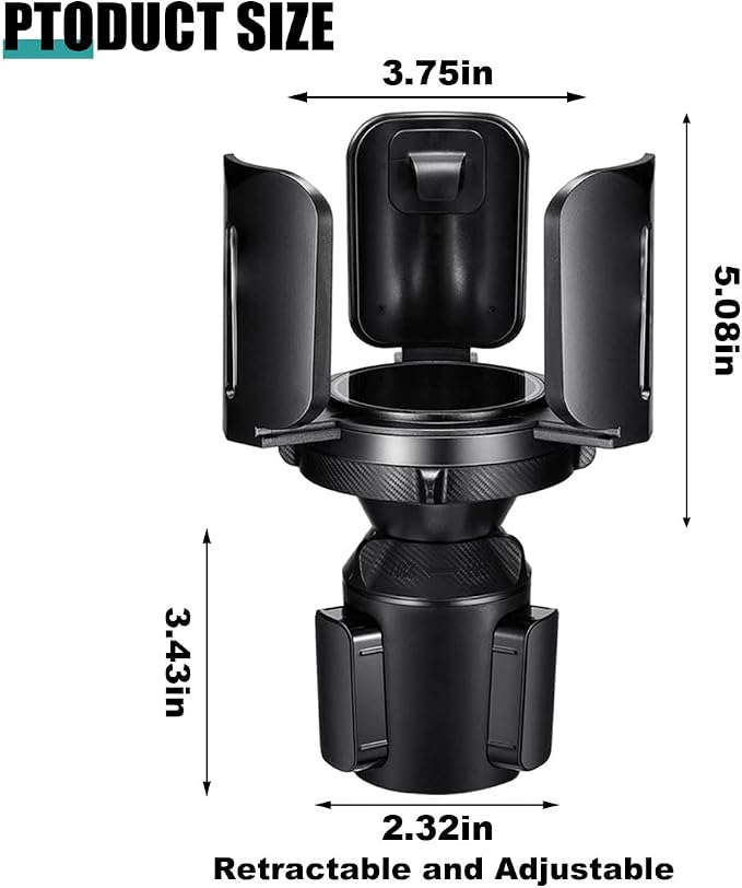 Car Cup Holder Expander, All Purpose Cup Holder Adapter with Adjustable Base, Auto Cup Organizer Expander Holder Compatible with 3.04" to 5.25" Bottles, Mugs, Drinks, Foods (1 PC) - Image 2