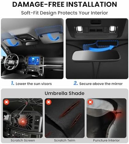Zanch Windshield Sun Shade for Honda CRV 2023-2026, 7-Layer Heavy-Duty UV & Heat Block, 3D Scanned Custom Fit, Keep Interior Cooler, Easy Storage & Foldable SUV Accessories, No Sagging - Image 7