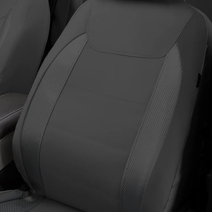 Flying Banner car seat Covers Protects Water Proof Faux Leather Carbon Fiber Fronts Gray Gray - Image 4