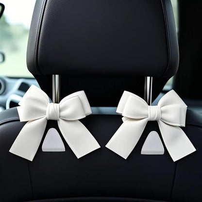 2-Pack Car Purse Hooks for Hanging Purses and Bags, Cute Bow car seat headrest Hooks for Hanging car Purse Hooks. (White) by Unknown