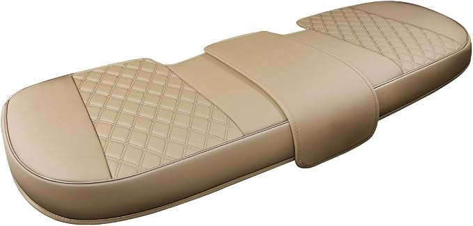 Black Panther Luxury PU Leather Rear Car Seat Cover, Compatible with Most Vehicles with 5 Seats, Adjustable Length 49-55'', Diamond Pattern Embroidery (Beige) by Black+Panther