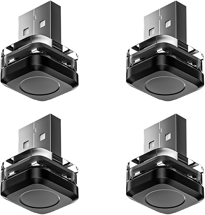 4PCS Car Interior USB LED Light, Portable Plug-in Bright Vehicle Atmosphere Decor Lamp, Small Automotive Inside Decoration Ambient Night Light Kit, Universal for SUV Van Truck (Ice Blue) - Image 7