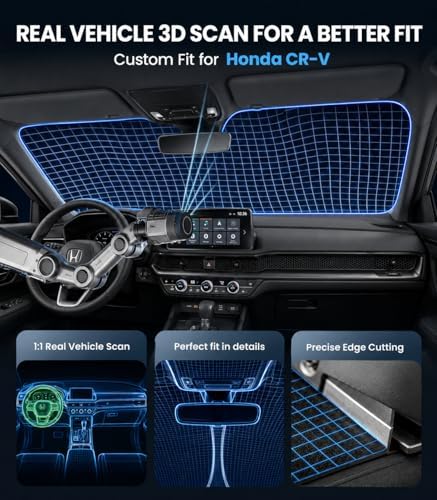 Zanch Windshield Sun Shade for Honda CRV 2023-2026, 7-Layer Heavy-Duty UV & Heat Block, 3D Scanned Custom Fit, Keep Interior Cooler, Easy Storage & Foldable SUV Accessories, No Sagging - Image 5