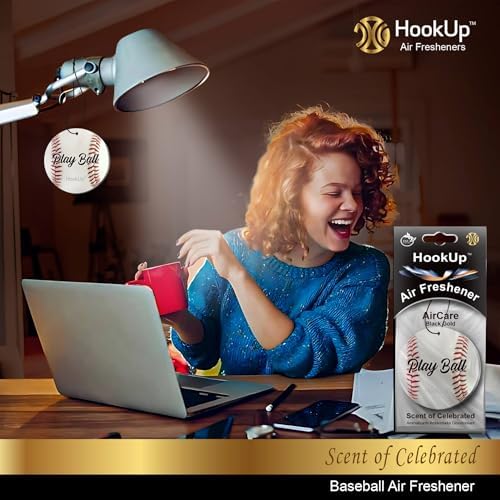 Baseball Car Air Freshener by HookUp - 10 Pack - Black Gold Scent (Extra Strong) | Unique Baseball Gift for Players, Coach, Fans | Hanging Car Accessory with Long Lasting Fresheners Smell - Image 6