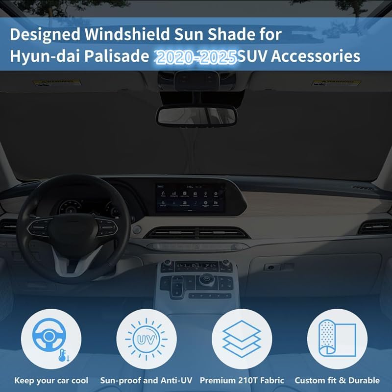 Windshield Sun Shade Sun Visor Accessories for Hyun-dai Palisade 2026-2020 - Image 3