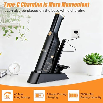 Handheld Vacuum Cordless,15KPA Vacuum with Storage Dock,Black - Image 3