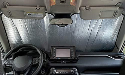 Custom fit Front Windshield Sunshade for Toyota Tundra - 2007 2008 2009 2010 2011 2012 2013 2014 2015 2016 2017 2018 2019 2020 2021, UV Rays Reflector Sunscreen Protector Accessories (Made in USA) - Image 2