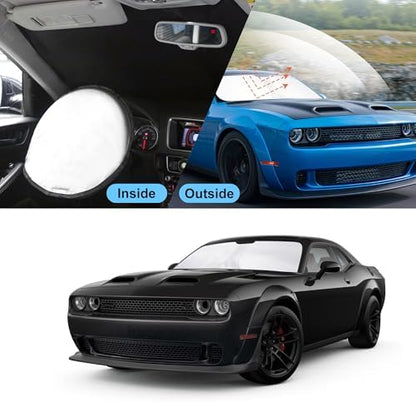 TINGLU Sun Shade for Dodge Challenger 2015-2023 Coupe,SRT Hellcat,Redeye,GT,RT,TA Coupe,Widebody,SXT,RT Scat Pack Accessories Windshield Sun Shade Window Shade UV Rays Protection Sun Visor Cover - Image 6