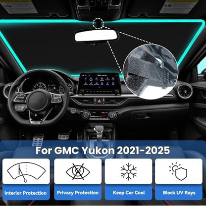 Windshield Sun Shade for 2021-2025 GMC Yukon Sun Shield Accessories - Image 2