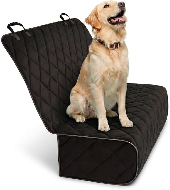 Black Car Rear Seat Cover for Dogs, Durable Waterproof & Scratch Resistant Vehicle Backseat Protector, Nonslip Dog Accessory & Pet Protection for Back Seats, Machine Washable by ActivePets