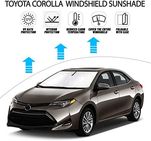 D-Lumina Windshield Sun Shade for 2014 2015 2016 2017 2018 2019 Toyo-ta Corolla Accessories, Front Window Sunshade Sun Visor Protector Block UV Rays Heat, Foldable 2 Layers 210T Material - Image 2