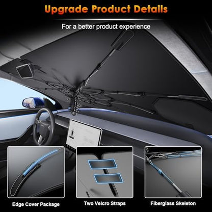 for Umbrella Sunshade for Car Windshield Hyundai Palisade 2020-2026 Custom Fit Windshield Sun Protector Cover 6-Layer Heat-Resistant Fabric, Ultra-Strong Fiberglass Frame (for 2020-2026 Palisade) - Image 5