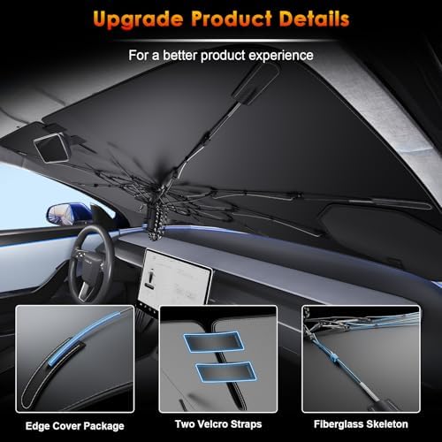 for Car Windshield Sunshade Umbrella 2023-2025 2026 Honda Pilot Custom Fit Windshield Sun Protector Cover 6-Layer Heat-Resistant Fabric, Ultra-Strong Fiberglass Frame (for 2023-2026 Honda Pilot) - Image 5