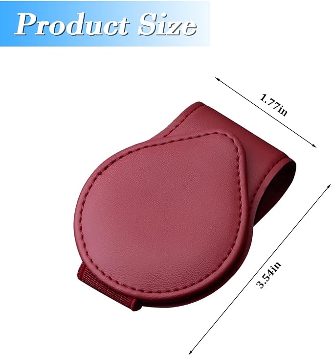 Sunglasses Holder for Car Visor, Magnetic Leather Sun Visor Eyeglasses Hanger & Ticket Card Clip, for Most Cars - Image 2