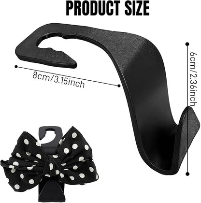 2PCS Car Seat Headrest Hooks, Car Purse Hook, Cute Bow Knot Vehicle Seatback Hanging Storage Organizer, Auto Seatback Decor Organizer Hanger for SUV Truck (Black/Polka Dot) - Image 2