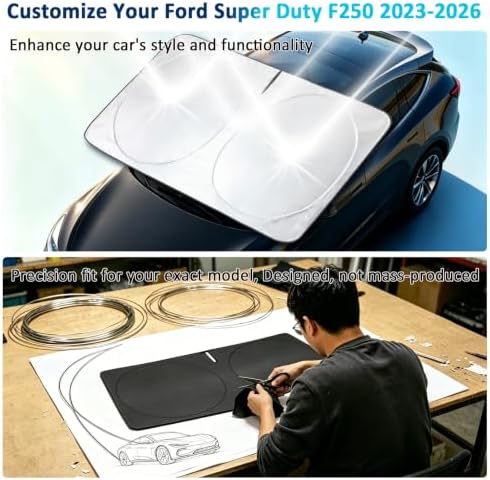 Car Windshield Sun Shade for Ford F250 F350 F450 F550 2023-2025 2026 - Image 3