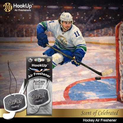 Hockey Car Air Freshener by HookUp - 2 Pack - Black Gold Scent (Extra Strong) | Unique Hockey Gift for Players, Coach, Fans | Hanging Car Accessory with Long Lasting Fresheners Smell - Image 3