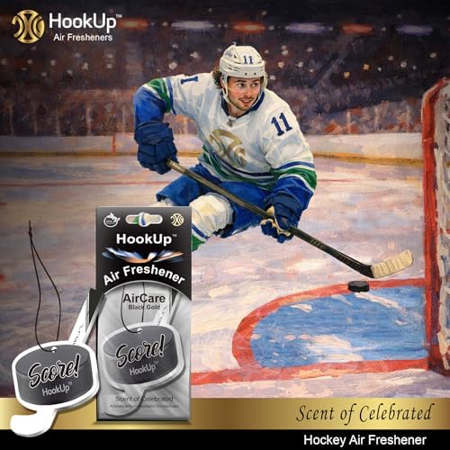 Hockey Car Air Freshener by HookUp - 4 Pack - Black Gold Scent (Extra Strong) | Unique Hockey Gift for Players, Coach, Fans | Hanging Car Accessory with Long Lasting Fresheners Smell - Image 3