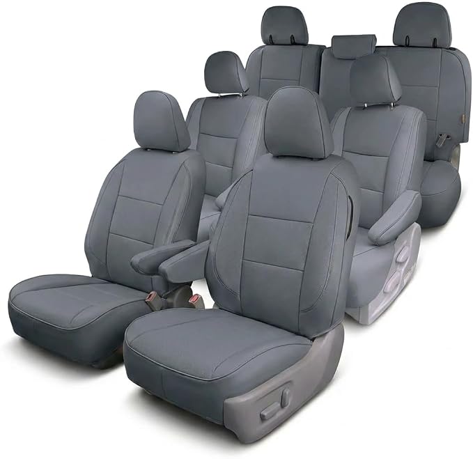FH Group Custom Fit Car Seat Covers Specifically Made for 2011-2020 Toyota Sienna 7 Passenger, Car Seat Cover Full Set, Automotive Seat Covers in Solid Gray Faux Leather, Waterproof and Washable by FHGroup