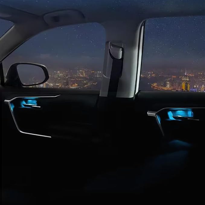 Car Door Handle Light ICE Blue Door Handle LED Light 12V Ambient Light Storage Box Decorative Light Cylindrical Top Transparent Shell Universal Small Car Ship Use (4PCS) - Image 3