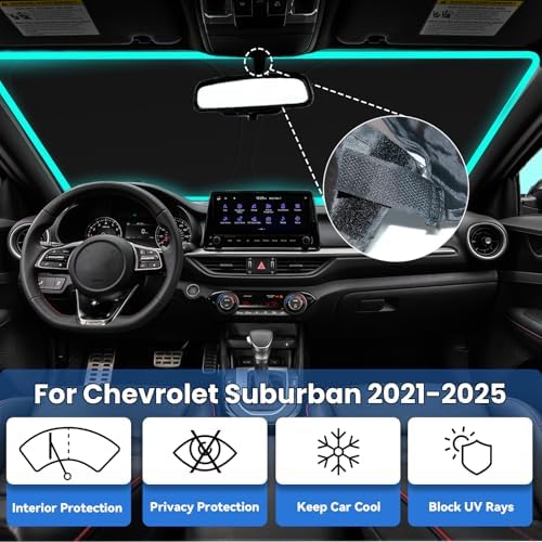 Windshield Sunshade for Chevy Suburban 2021-2025 Suburban Sun Shade - Image 2
