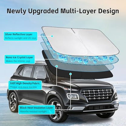 Windshield Sun Shade for Hyundai Venue 2020-2026 Sunshade - Image 3