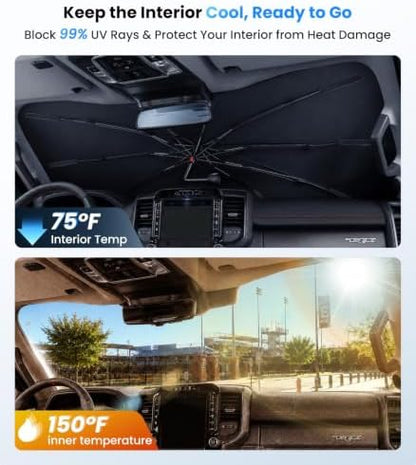 Zanch 2026 Upgraded Windshield Sun Shade Umbrella: Custom Fit for Honda Civic 2016-2025 Front Window Sunshade, Block UV Rays & Keep Car Cool, Precision 1:1 Scan for Civic, No Gaps & No Scratches. - Image 3